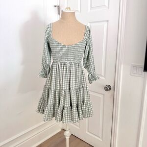 Green Gingham Mini Dress